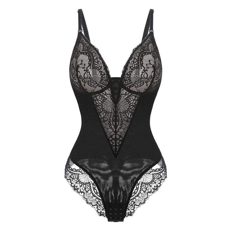 European and American Lace Hollow-out Jumpsuit Sexy Body-shaping Belly-lifting Hip-lifting Body-shaping Clothes Large-size Body-shaping Underwear