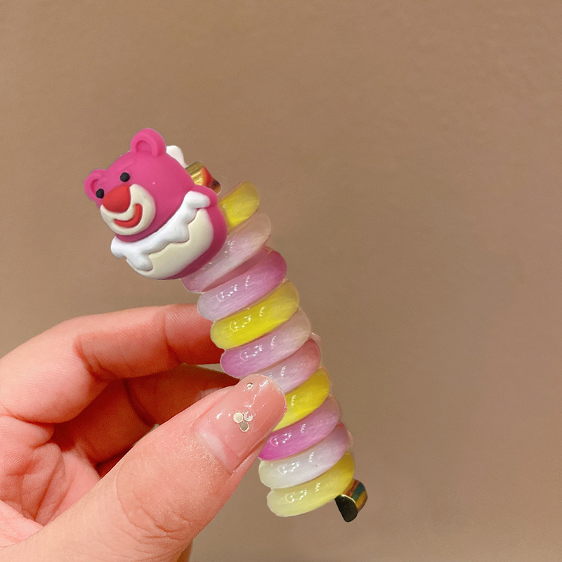 Picture of Children's coil telephone line hair band female high ponytail does not hurt hair hair rope high elastic durable rubber band Braid artifact