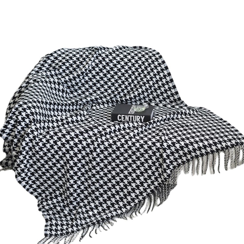 Bed End Towel B&B Internet Celebrity Hotel Special Bed Flag Accessible Luxury Classy Hotel Houndstooth Home Bed Blanket Knitted Blanket