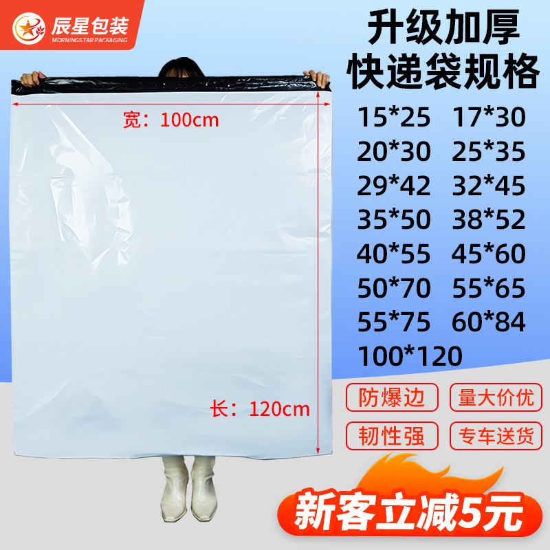 Spot 100*120 Large Size Thickeneded White Express Bag Packaging Bag E-Commerce Double-Layer Plastic Waterproof Express Bag