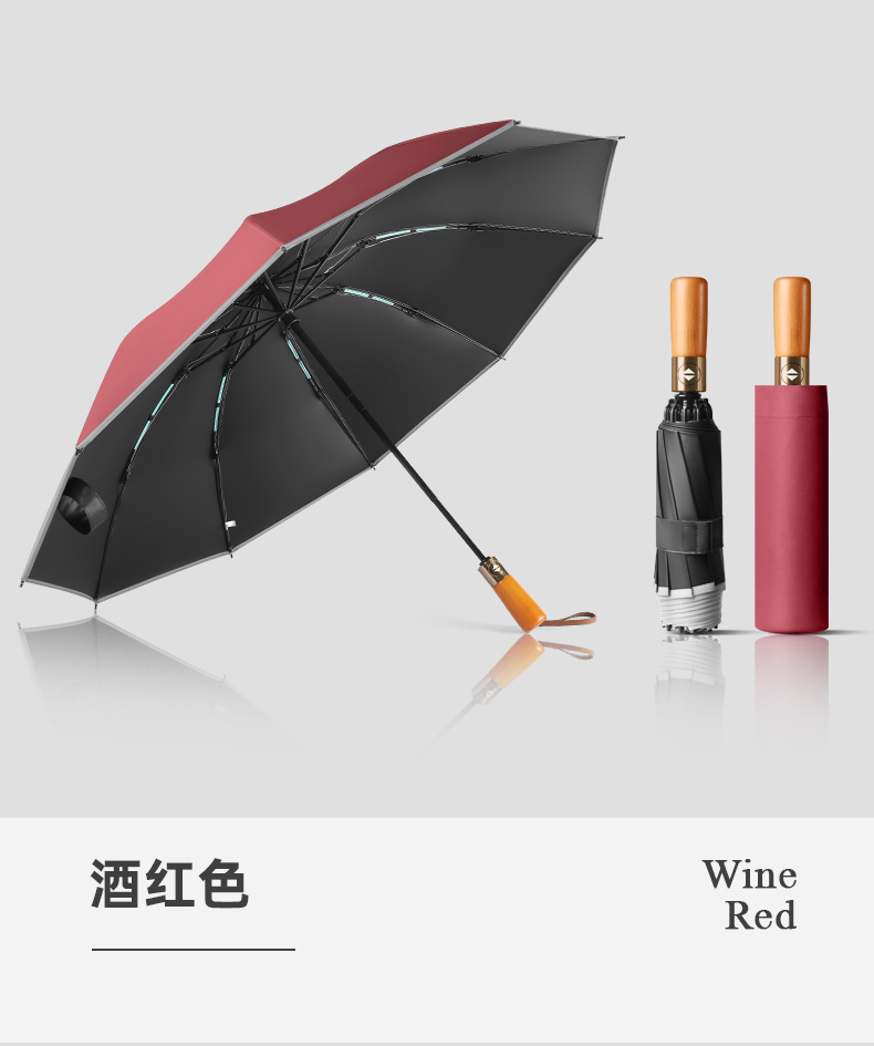Picture of Three-fold automatic umbrella log handle lettering sunny umbrella men's business folding umbrella printed logo high-end gift umbrella