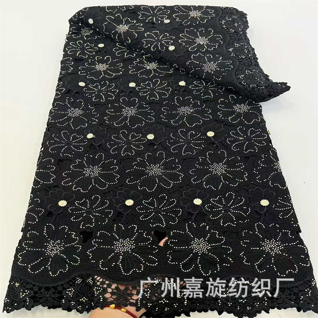 African wedding dress fabric multicolor bead tube gown fashion water-soluble lace fabric African lace