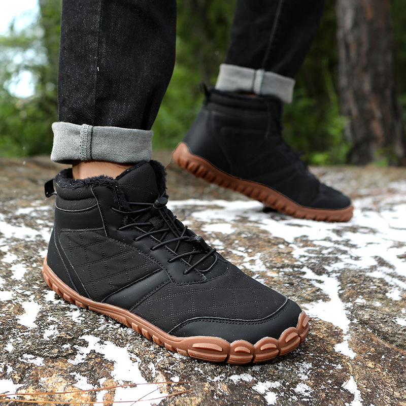 2025 cross-border autumn and winter outdoor five-finger snow boots cotton shoes for men and women couples waterproof fleece thickened mountaineering cotton boots