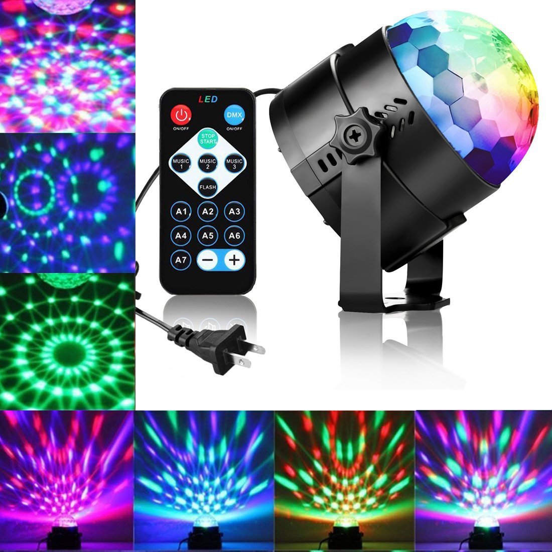 Colorful crystal magic ball light, 3W little magic ball stage light, LED colorful light, RGB voice-controlled flash, color-changing jumping light
