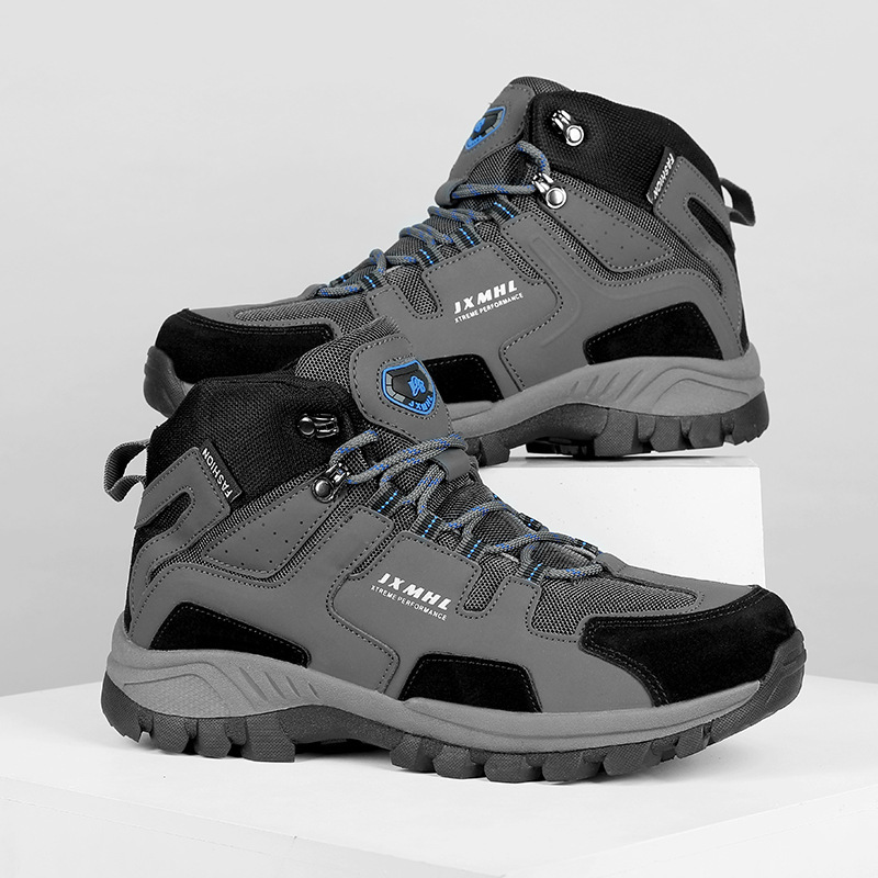 Autumn and Winter plus size Breathable Hiking Shoes Men's Cross-border Hiking Shoes Outdoor Travel Shoes Casual Non-slip Platform High-top Shoes for Men
