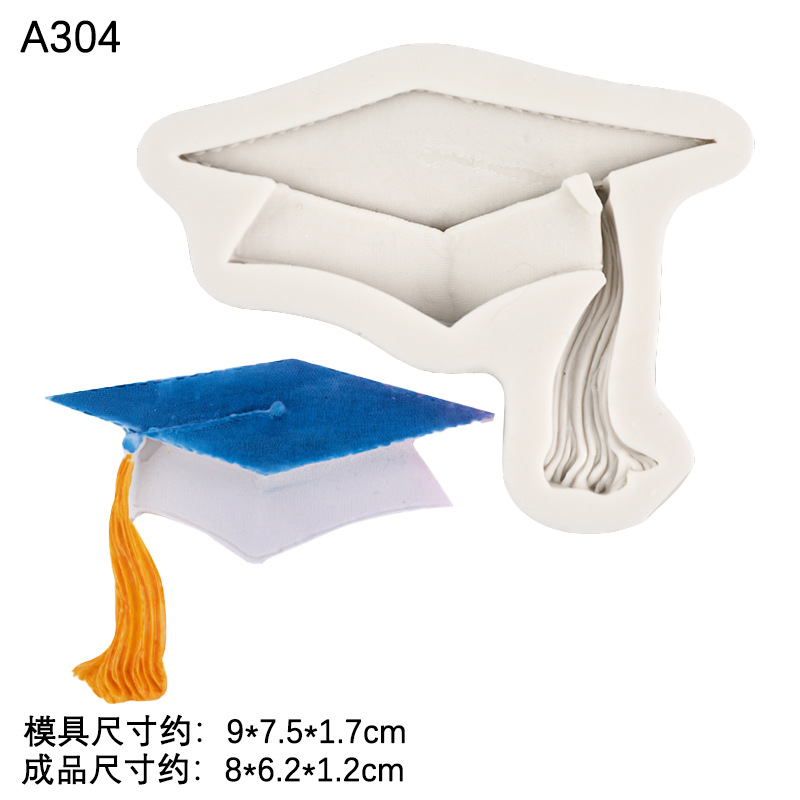 Picture of Doctor's Cap Master's Cap Graduation Certificate Parchment Roll Silicone Mold Graduation Cake Decoration Accessories Fondant Chocolate