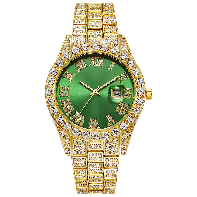 Picture of Hiphop Watch European and American Explosions Men's Steel Band Hip Hop Roman Graduated Diamond Set Calendar Men's Quartz Watch