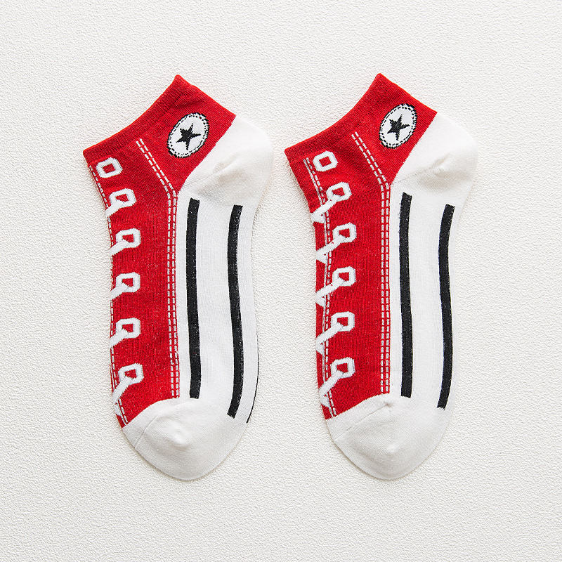Picture of Cross-Border Spring and Summer Fashion Breathable Shoelace Boat Socks Low-Cut Short-Tube Personalized Ins Sneakers Trendy Sports Shoes Socks