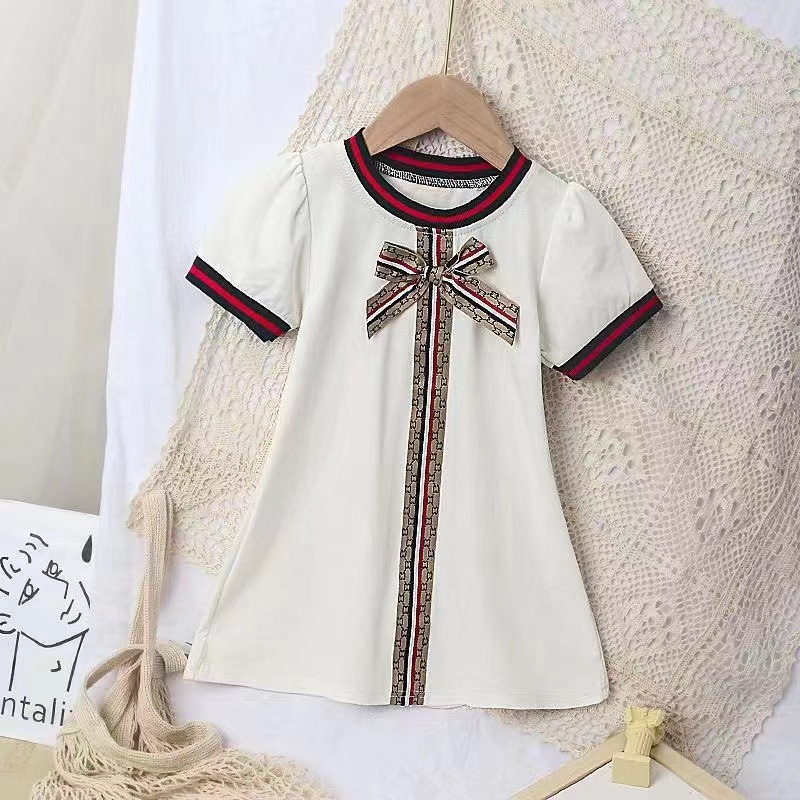 Picture of Factory girls' ethnic style dress short sleeve bow multi-color dress children's clothing summer wholesale