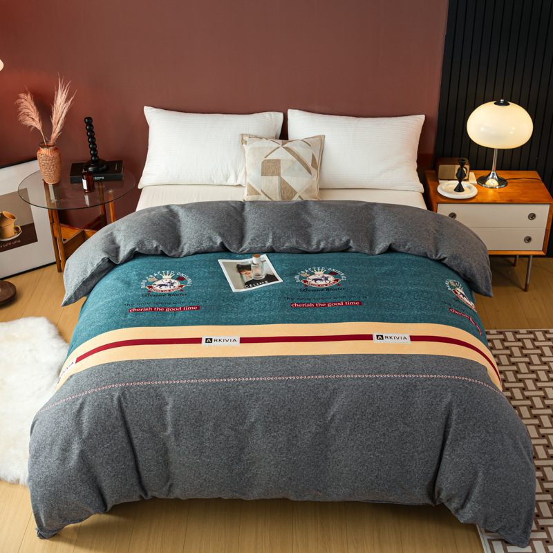 Picture of Cotton brushed duvet cover single piece modern simple single double dormitory thickened quilt cover pure cotton duvet cover single piece
