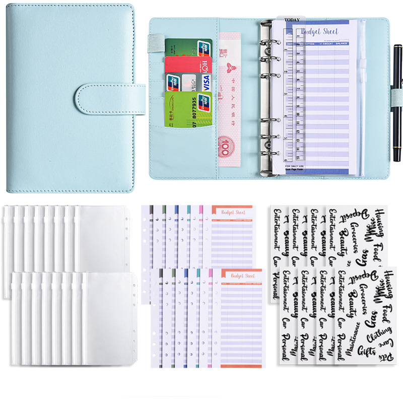 Picture of A6 Binder Cross-Border Creative Notebook Wholesale Zipper Bag Macaron Pu Leather Cash Budget Notebook