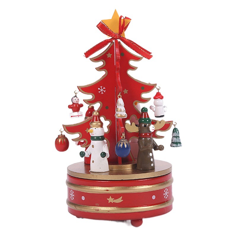 Cross-border Christmas Decorations Christmas tree music box wooden music box ornaments DIY Window Decoration
