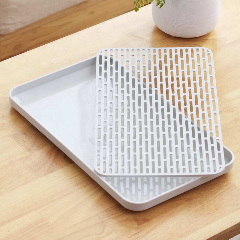 Picture of Creative Household Cup Drain Plate Double-layer Kitchen Fruit Plate Water Filter Tray Living Room Plastic Tea Cup Tea Plate