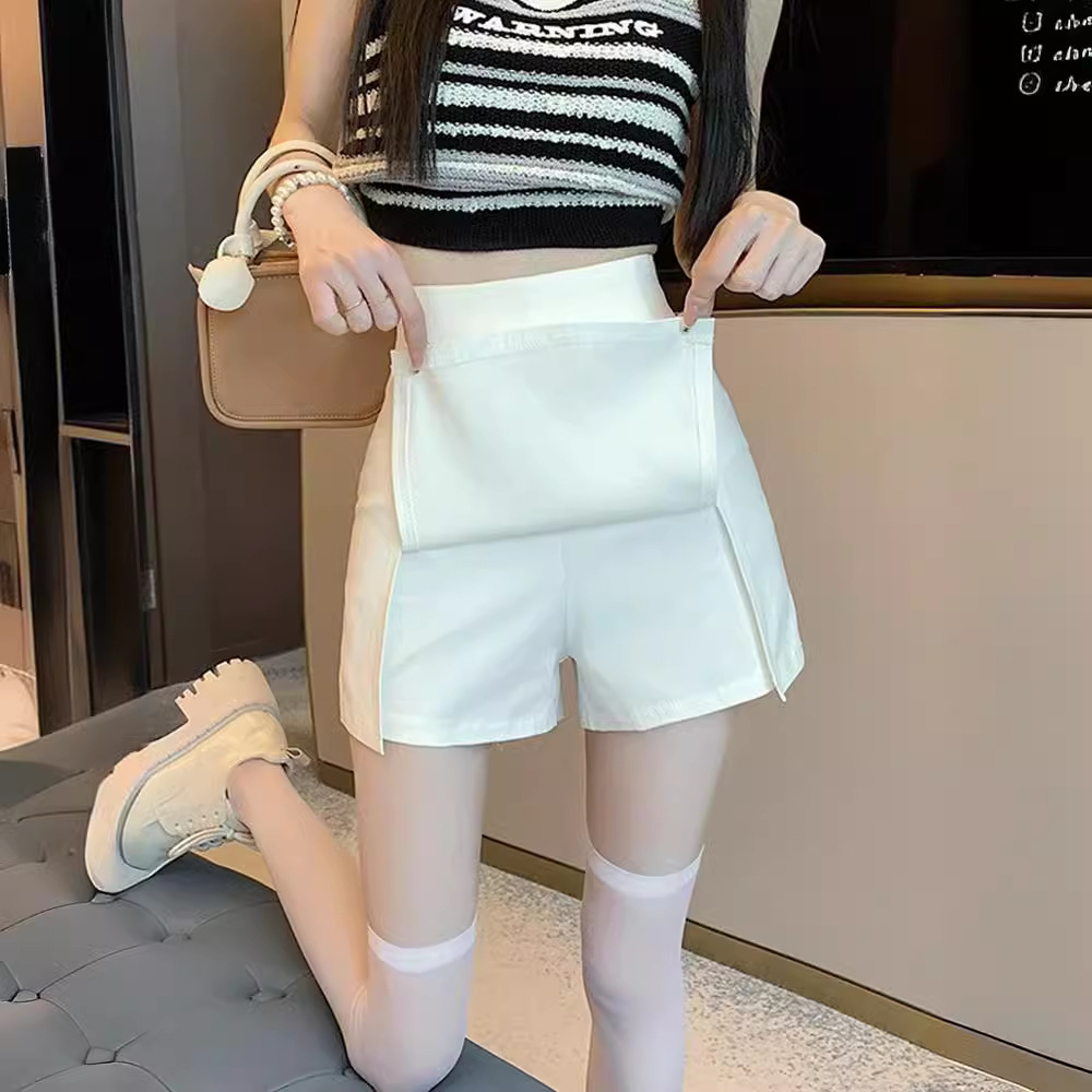 White Skirt Sexy Hot Girl Wrap Hip Small High Waist Slimming All-match Student A- word Anti-glare Short Pants Skirt