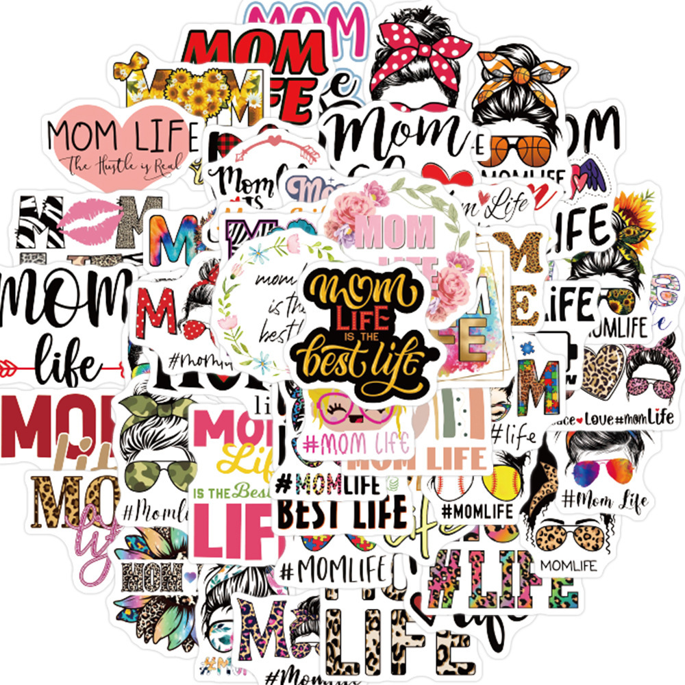50 cartoon MOM LIFE graffiti stickers guitar luggage computer phone case stickers English cross-border