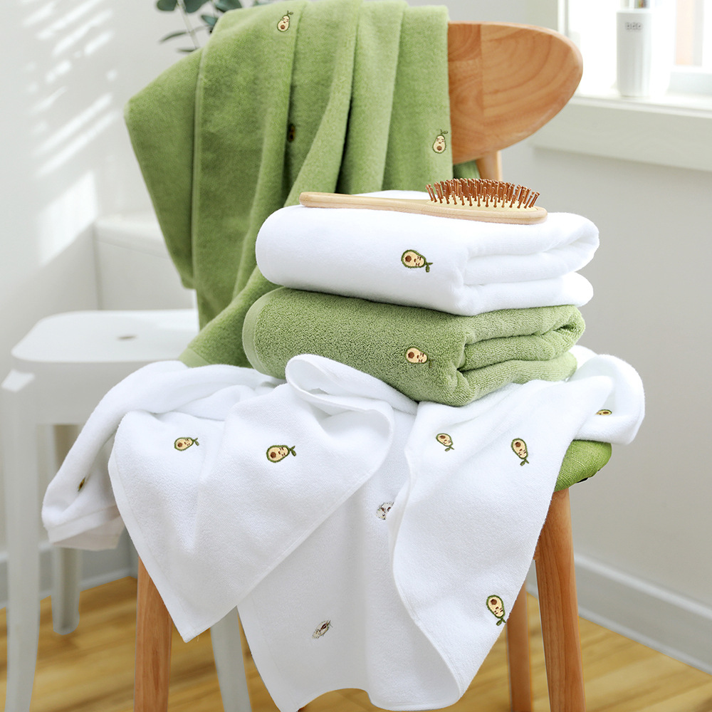 Full embroidered avocado cotton bath towel net red bath towel cotton adult large soft absorbent printable logo wholesale