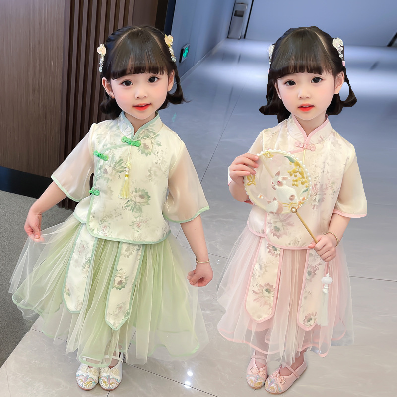 Yanchu little girl Chinese style super fairy fashion ethnic style Tang suit summer new Republic of China style fresh performance clothing