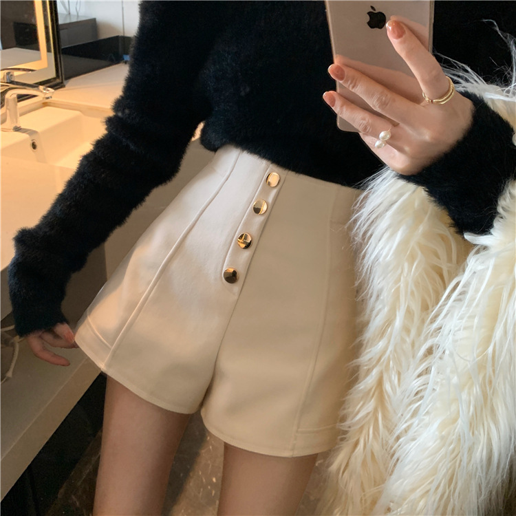 Picture of Breasted Shorts Women's Royal Sister Style High Waist Hip Slit A- Line Skirt Shorts Summer Hot Girl Sexy Casual Hot Pants