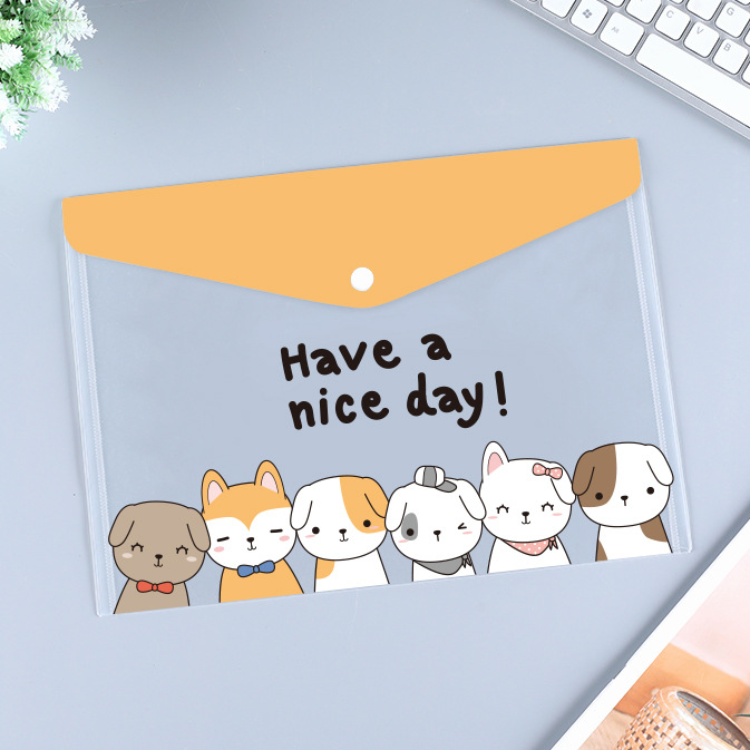Picture of Transparent snap file bag a4 a5 pp plastic student file storage bag color folder wholesale can be set