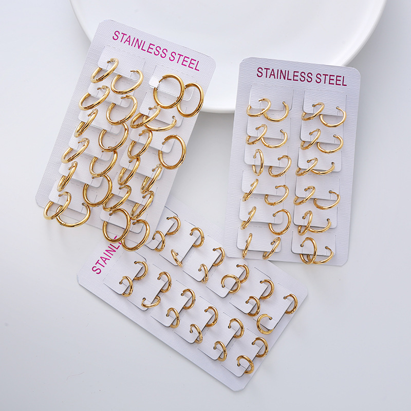 Aml Simple Japanese and Korean European and American Style Closed Plain Hoop Earrings Wire Diameter 2.0/2.5mm Glossy Earrings