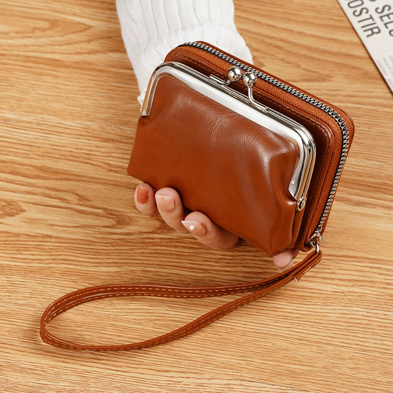 Picture of 2025 New Retro Style Clip Bag Personalized Mini Multi-Compartment Card Slot Card Bag Coin Bag Hand-Held Small Bag