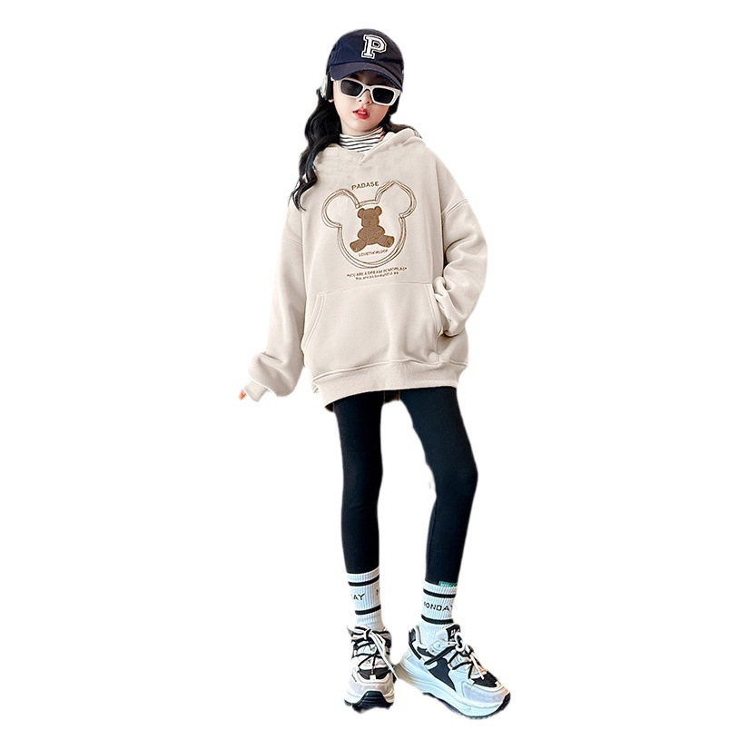 Girls' sweater 2025 new style children's clothing spring hooded children's suit children's clothes spring and autumn two-piece set