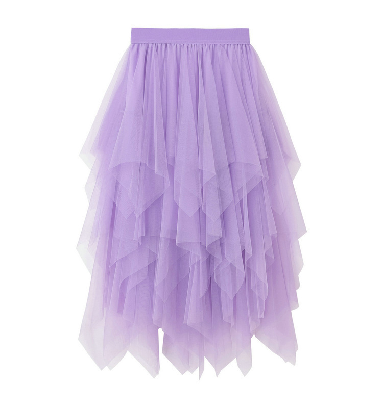 Picture of Irregular Mesh Skirt Women's Mid-length 2025 Spring New Veil Skirt High Waist All-match Slimming Skirt