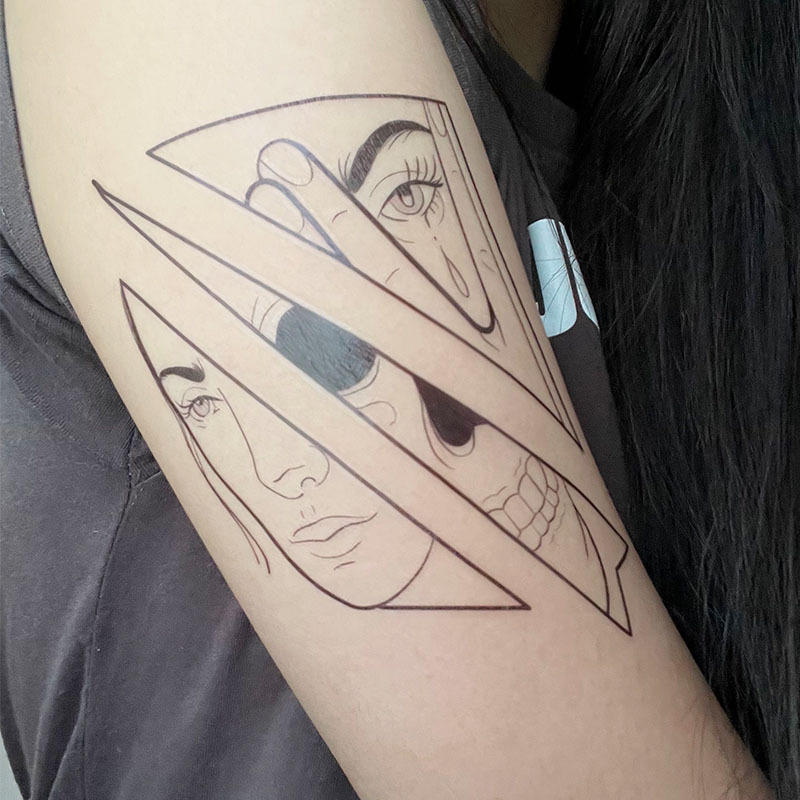 Picture of Diablo Tattoo Sticker Women's Waterproof Lasting European and American Violence Lori ins Cute Cartoon Flower Arm Non-Reflective Anti-Han