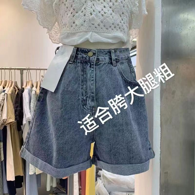 Plus size curling waist tight shorts women's summer thin high waist loose fat slimming wide leg shorts middle pants wholesale