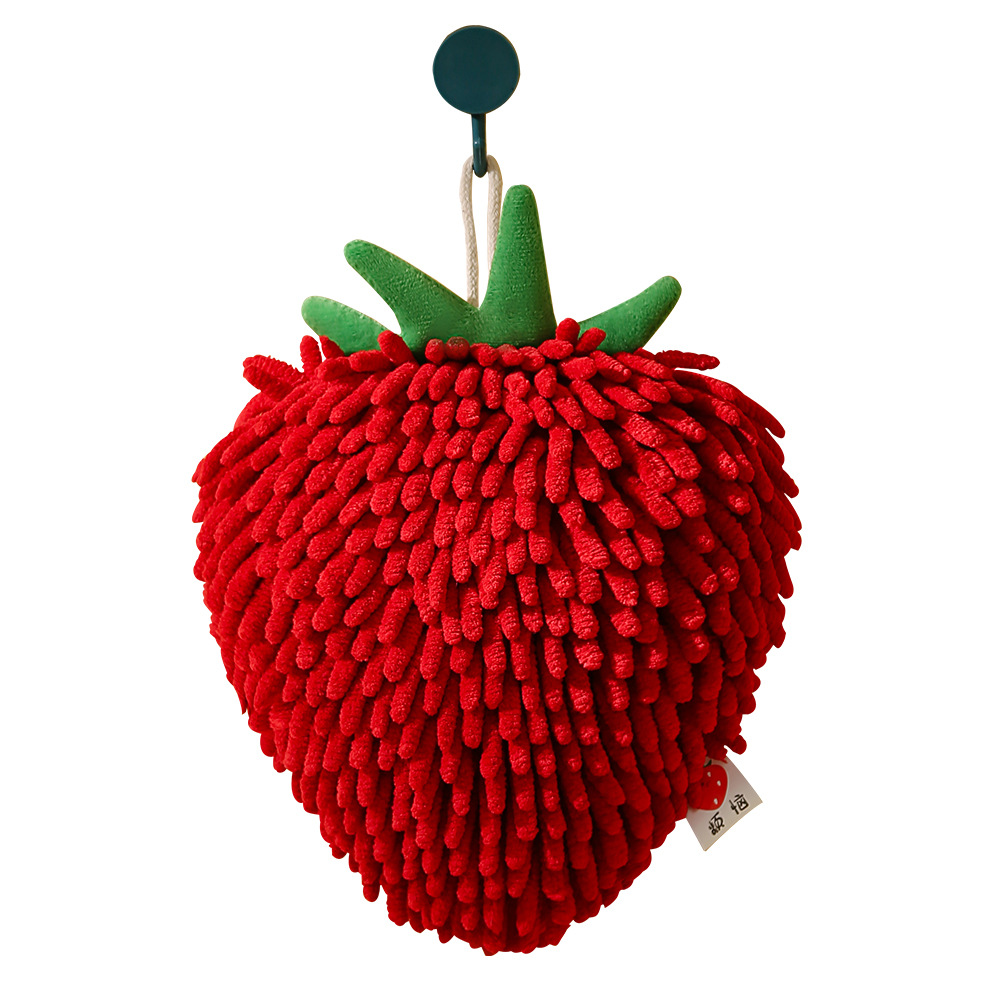 Picture of Cute Big-Eyed Chenille-Shaped Fruit Hand Towel, Creative Cute Hanging Towel, Red Festive Pendant