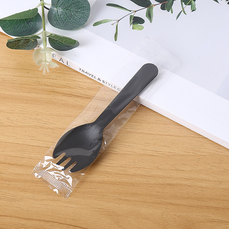 Picture of Disposable fork fork spoon cake dessert salad spoon takeaway tableware fruit fork thickened independent packaging wholesale