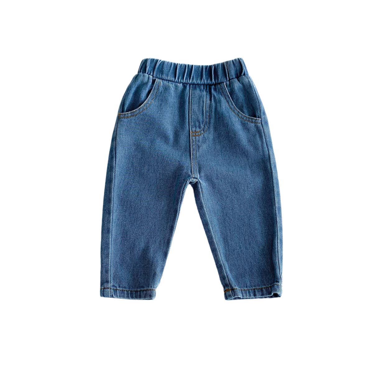 Picture of Ins Kidsren's Spring & Fall New Jeans for Boys and Girls 0-6 Years Old, Stylish Pure Color Pants, Simple Casual Pants, Soft