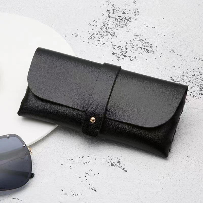 Picture of Black Simple Glasses Clutch Sunglasses Storage Box PU Leather Sunglasses Bag Portable Pressure Resistant Advanced Glasses Case