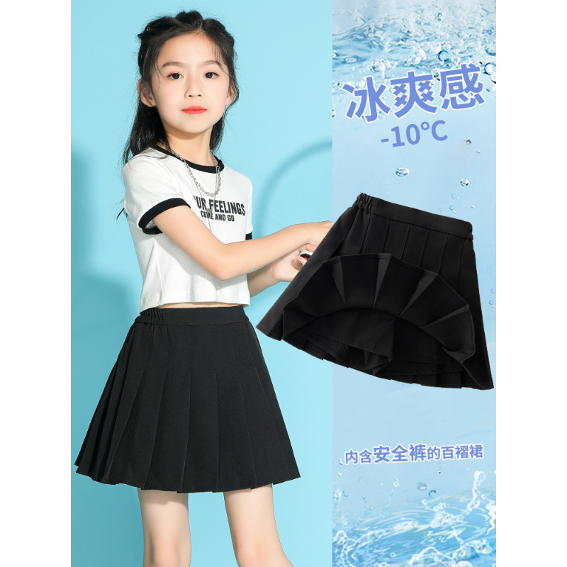 Picture of Girls Tennis Skirt Summer Girls Big Kids Sports Pleated Skirt New Summer Dress Children's JK Skirt Black All-Match