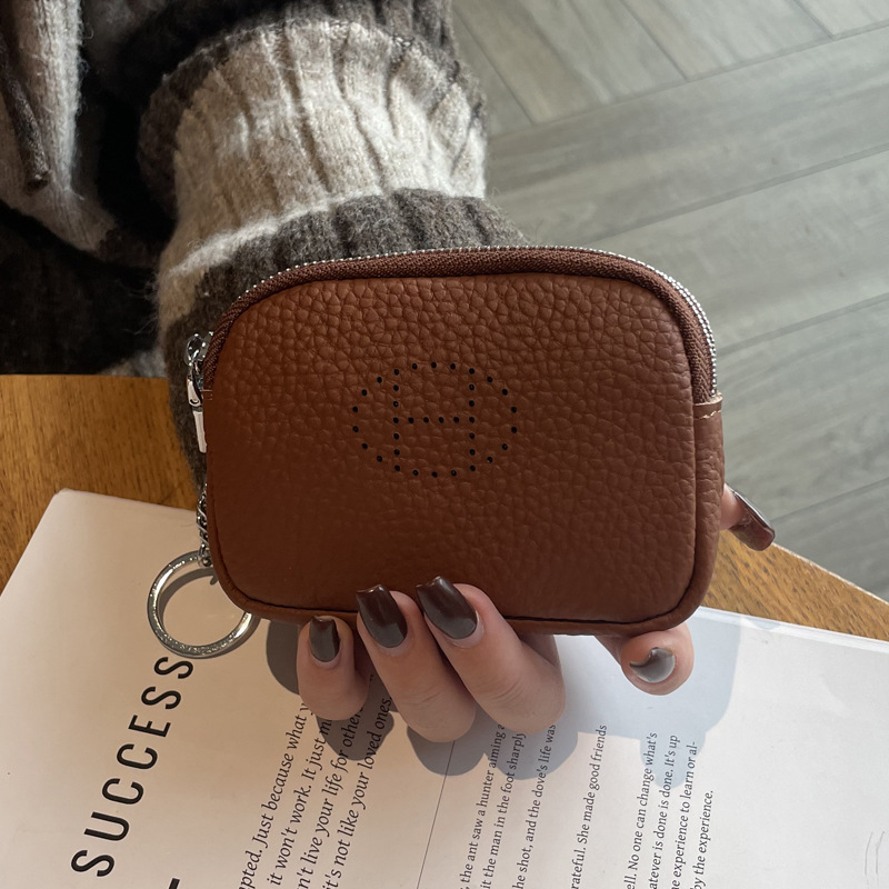 Picture of Genuine Leather Coin Purse for Women 2025 New Trendy Double Zipper Large Capacity Small Wallet Cowhide High-End Coin Bag Small Handbag
