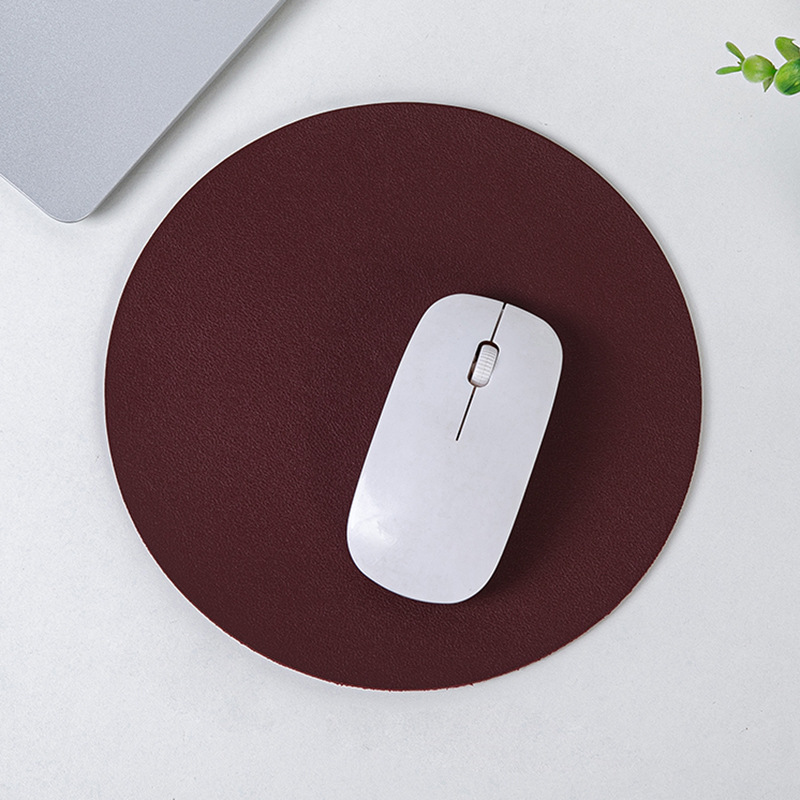 Picture of Small Fresh Round Leather Mouse Pad small size Solid Color Portable Simple Leather Office Desk Mat Computer Mouse Mat