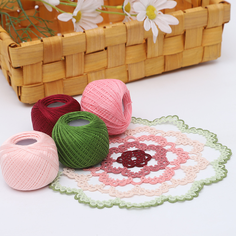 Picture of Warm Color No.10 Lace Strongly Twisted Mercerized Pearl Egyptian Long-staple Cotton Handmade Micro-hook Hand-bow Ball 20g Wool Ball