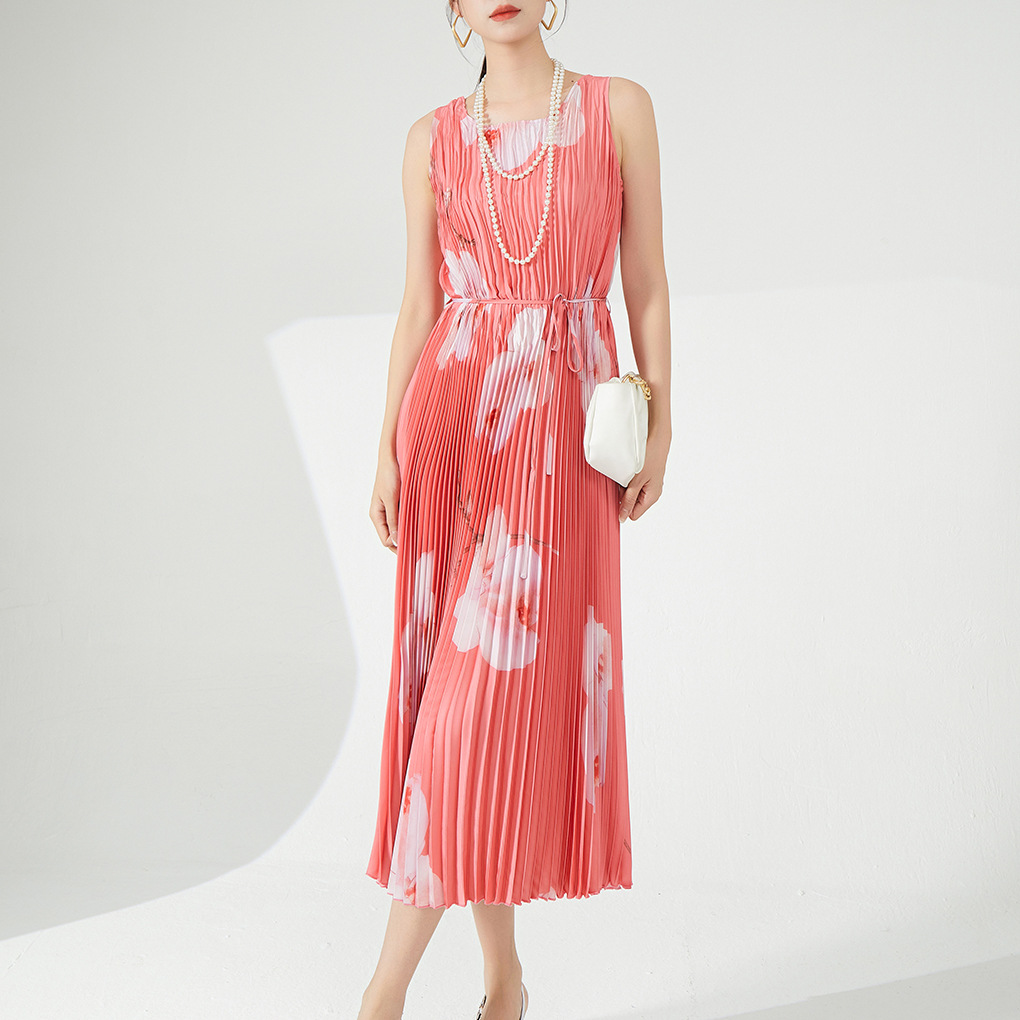 Shenzhen Nanyou High-end Slip Skirt Summer Women's Long Handmade Pleated Non-ironing dress New Style Women's High-end Sense