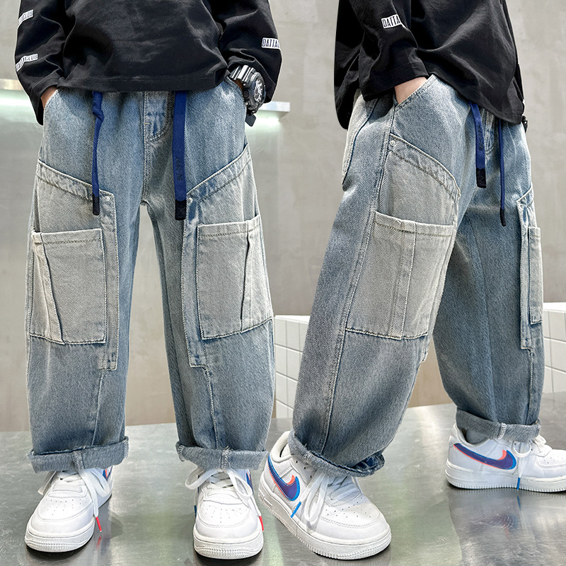 Children's Clothing Boys Spring Pants 2025 New Spring & Fall Style Medium and Large Kidsren's Jeans Spring Boys and Kidsren's Pants Trendy