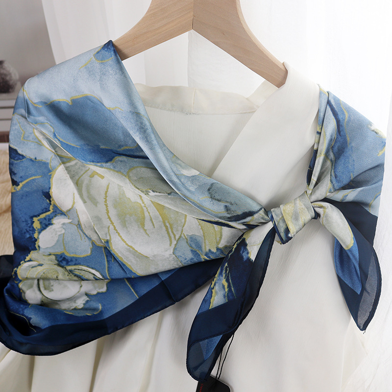 Picture of 90cm Cloud Brocade Square Scarf Hangzhou Silk Scarf Turban Shawl Scarf Women's Summer Outer Wear Spring Autumn Winter