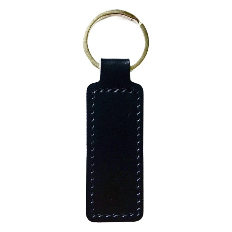 Creative PU leather key chain double-sided car line small gift metal pendant car key chain logo