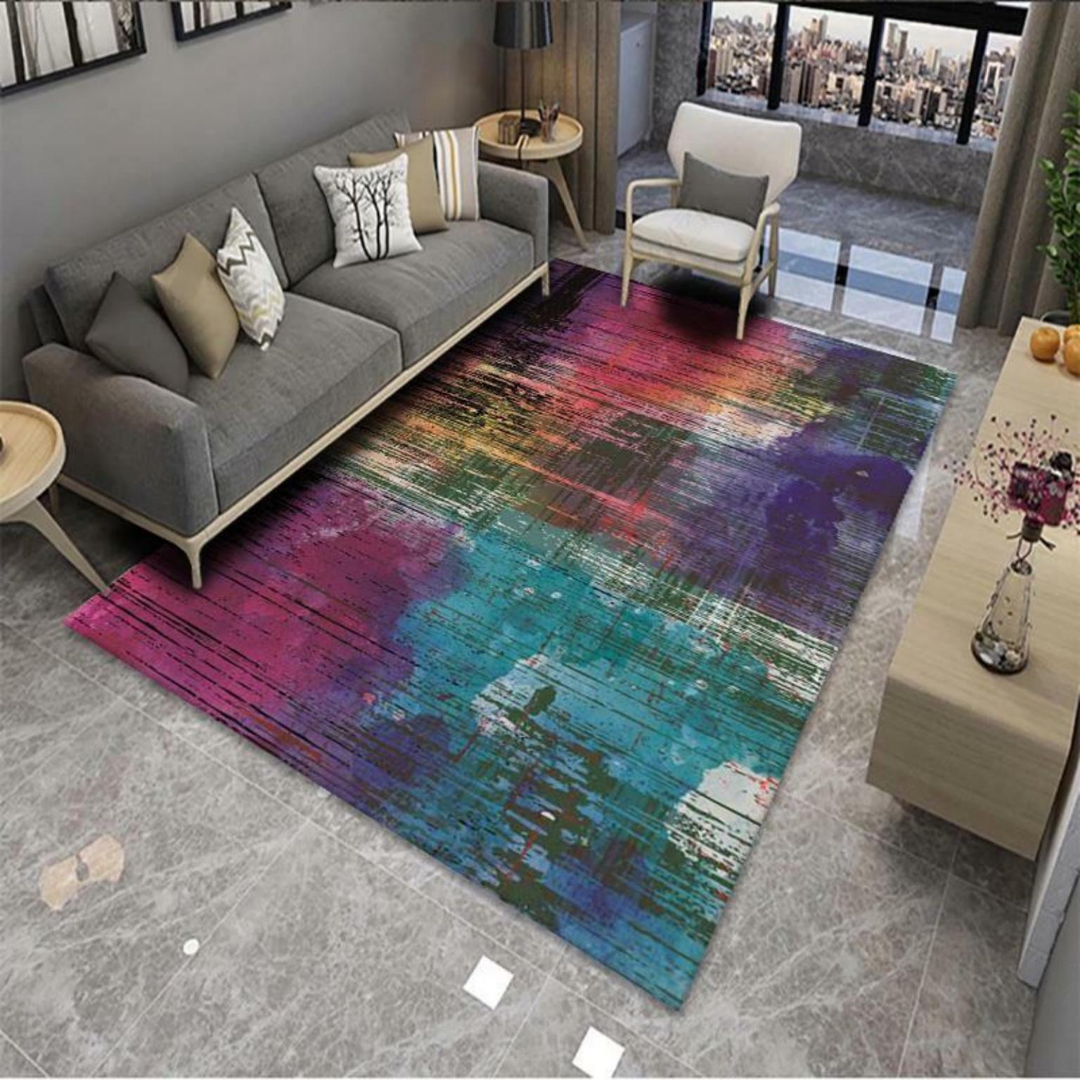 Picture of Modern Simple Living Room Carpet Geometric Pattern Home Study Sofa Printing and Dyeing Carpet Homestay Hotel Carpet Floor Mat
