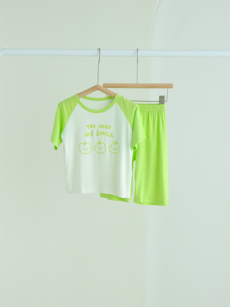 Picture of 2025 Children's Summer Modal Cartoon Pajamas for Boys and Girls Seven-point Raglan Sleeve Home Baby Air-conditioning Clothes suit