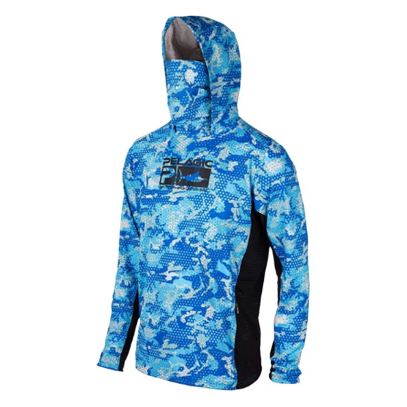 Ocean Fishing Shirt Summer Sun Protection Fishing Clothes Long Sleeve UV Protection Mask Hooded Fishing Clothes Upf 50