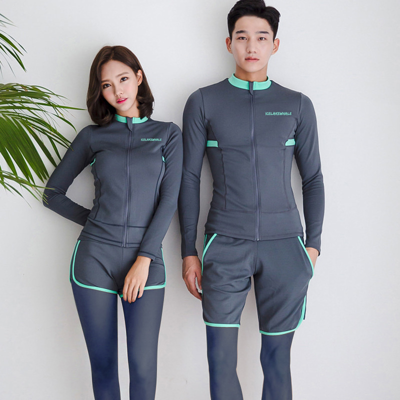 Picture of Korean Couple Diving Suit Women's Jellyfish Suit Men's Snorkeling Suit Long-sleeved Swimsuit Quick-drying Surfing Split Sunscreen Diving Suit