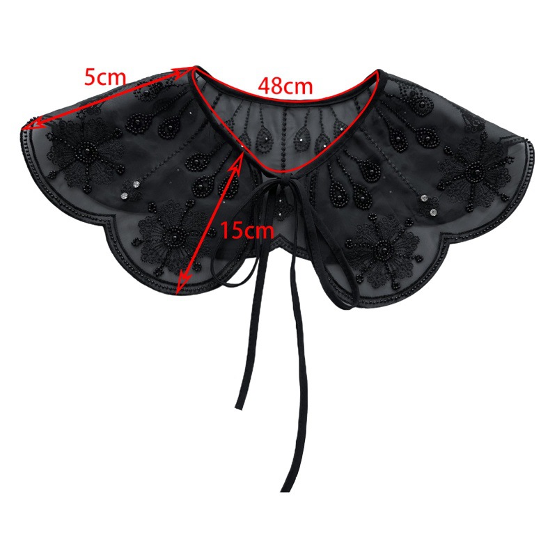 Bow-Tie Lace-Up Faux Collar Ruffled Doll Dress Women's Shawl with Beading, Wholesale Elegant Supply from Manufacturer
