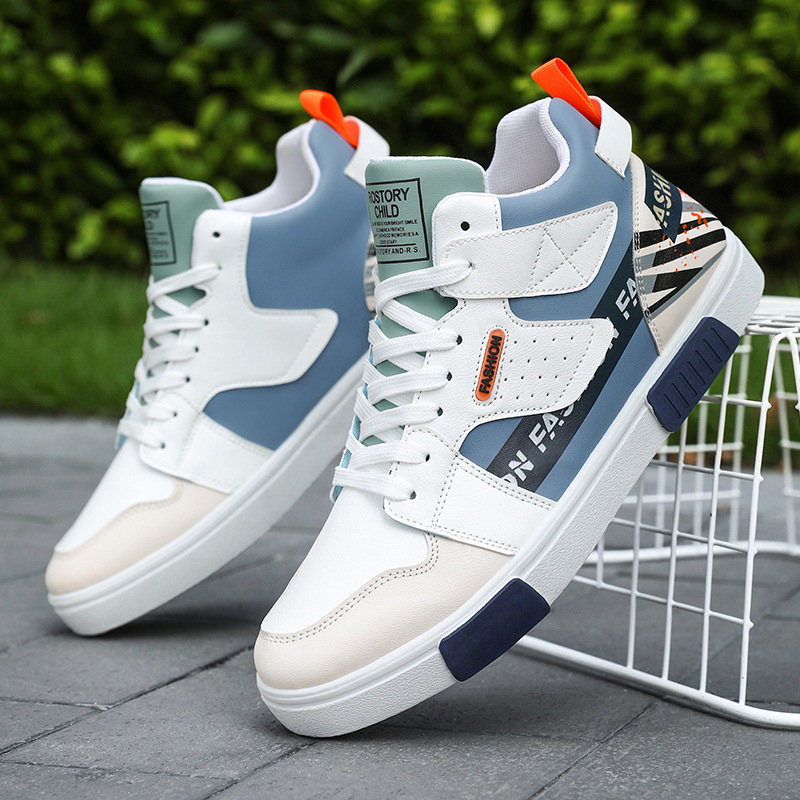 Winter high-top shoes for students 45 national tide graffiti board shoes 46 leather casual sneaker fleece-lined men's shoes