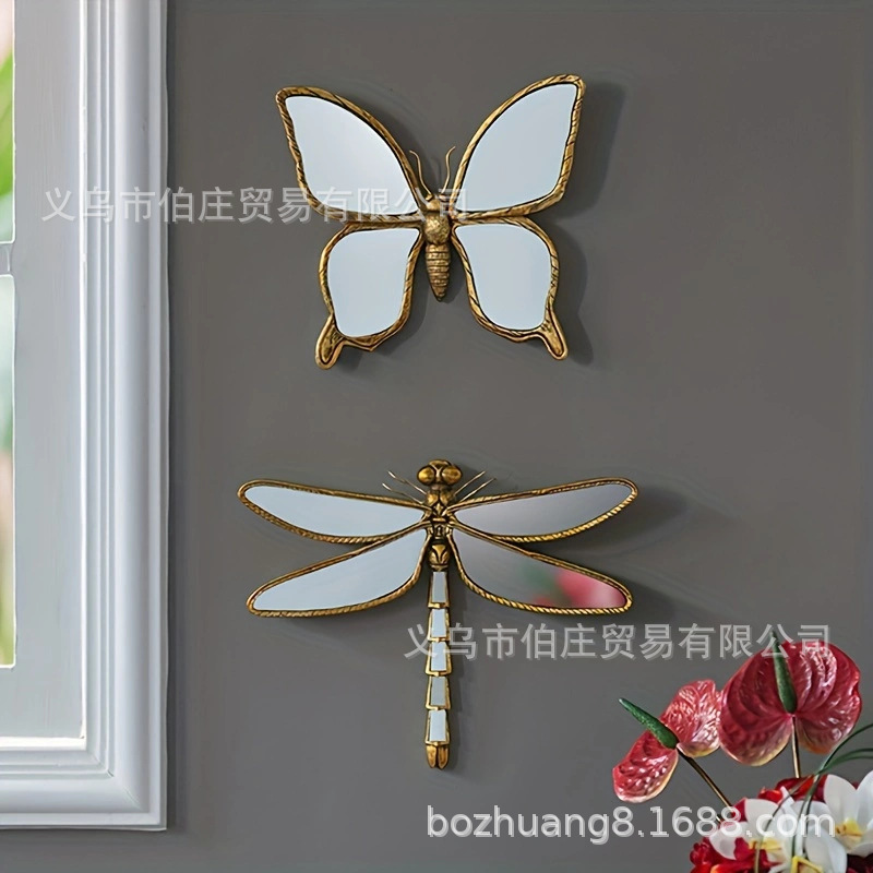 1 Light Luxury Retro Old Resin Dragonfly Pendant Creative Living Room Butterfly Background Wall Decoration Wall Hanging