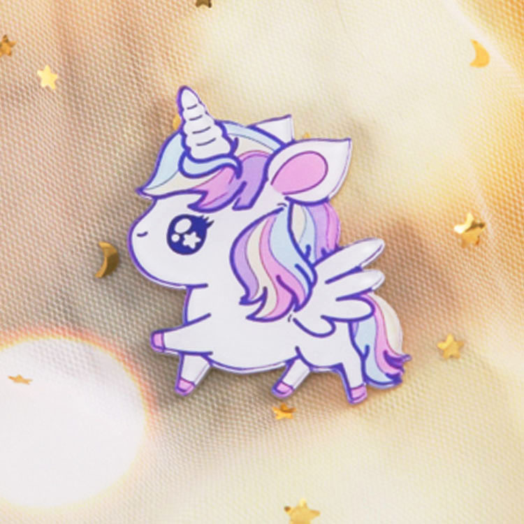 Picture of Japanese and Korean Acrylic Badges Anime Cartoon Cute Brooch Unicorn Rainbow Little Girl Bag Pendant Accessories