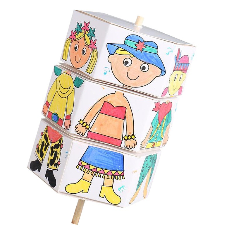 Children's rotating clothes changing watercolor painting handmade DIY painting filling color changing graffiti painting kindergarten painting